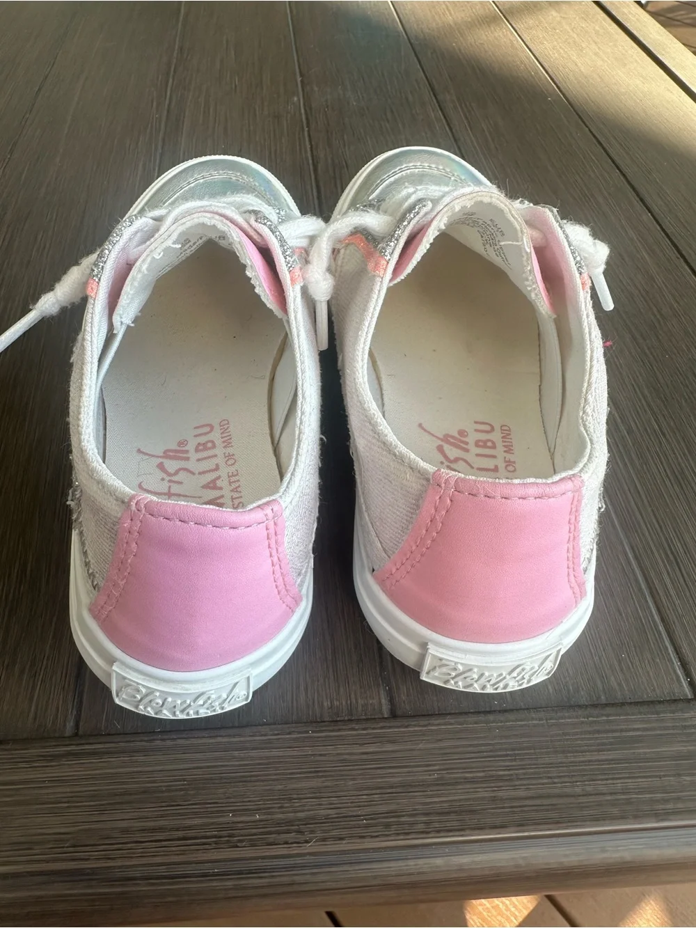 Blowfish Silver Holographic Sneakers with Pink Accents